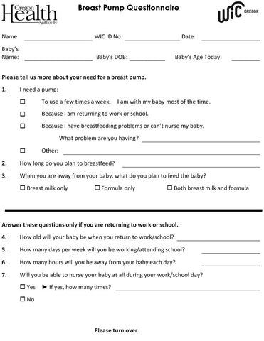 Breast Pump Questionnaire