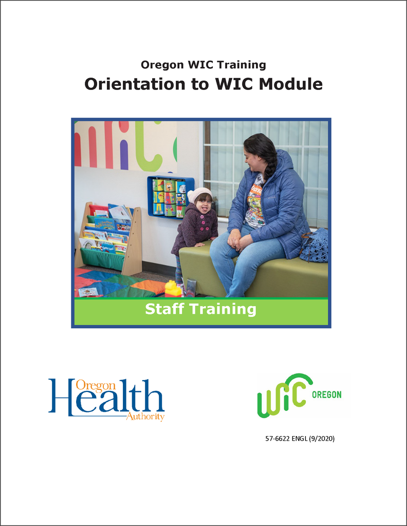 Orientation To WIC Staff Training Module