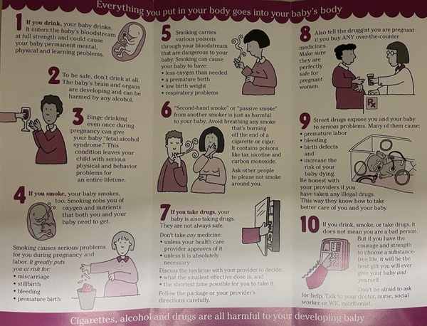 Ten Reasons Not To Drink, Smoke Or Use Drugs During Pregnancy - Brochure