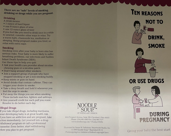 Ten Reasons Not To Drink, Smoke Or Use Drugs During Pregnancy - Brochure