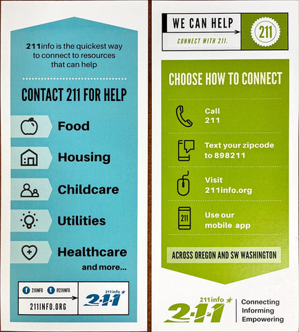 2-1-1 "We Can Help" - Outreach Rack Card