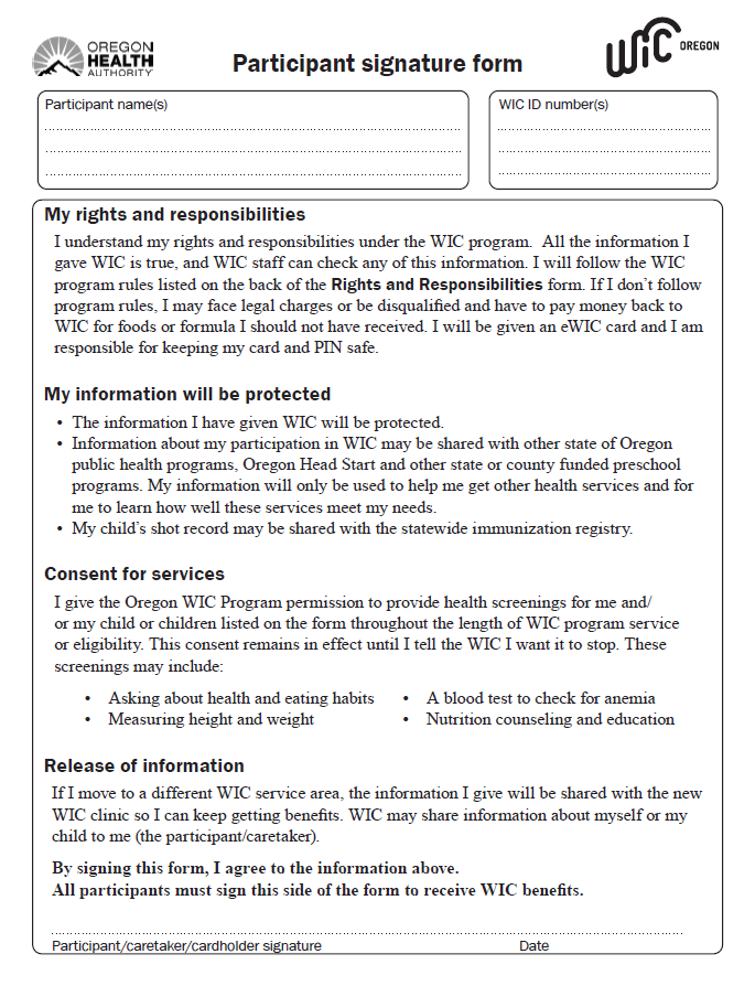 Participant Signature Form