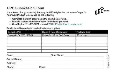 UPC Submission Form
