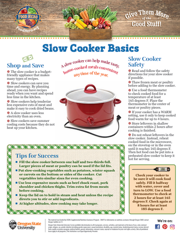 Slow Cooker Basics Food Hero Handout