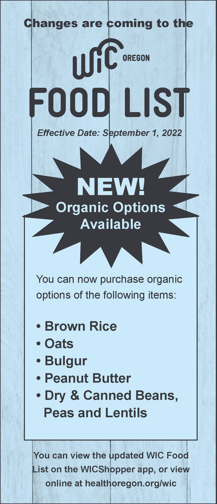 Sept. 2022 Food List Changes 1/3 Sheet