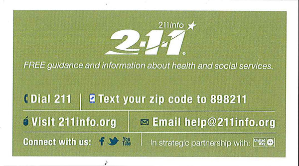 2-1-1 referral card